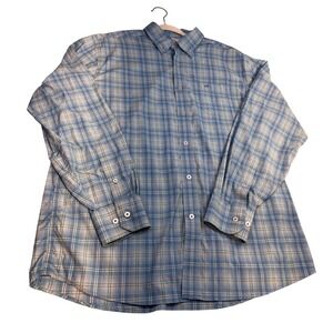 Southern Tide Intercoastal Blue Plaid Performance Button‎ Down Shirt Men's Large